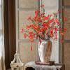 Flor de simulación de fruta de otoño baya roja estilo chino nuevo sala de estar mesa de comedor planta Gaulteria fruta de la fortuna arreglo de flores secas decoración de ramo