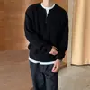 Suéter Meio-Zíper Masculino Estilo Outono/Inverno Japonês Retrô Senso de Alto Padrão Estilo Preguiçoso Gola Alta Malharia Solta Casual Malharia