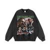 Suéter com capuz estampado de personagem antigo lavável europeu e americano, masculino e feminino, grande, retrô, solto, manga comprida, com capuz