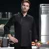 Ropa de Trabajo de Chef de Hotel de Dos Botones Manga Larga Ropa de Chef de Cocina de Restaurante de Hotel Catering Ropa de Otoño e Invierno para Hombres