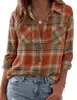 2026 Amazon Europa y América comercio exterior transfronterizo otoño nuevo camisa casual de cuadros suelta con botones de manga larga para mujer