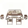 Conjunto de mesa de chá grande e cama de arhat com estética de estilo de música, mesa de chá simples para sala de estar, uso doméstico, mesa de chá com tela totalmente em madeira maciça