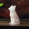Grava de cristal natural zorro sentado adorno animal de resina para escritorio accesorio de decoración