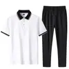 Traje de Verano para Hombre de Manga Corta, Traje de Negocios Estilo Deportivo Casual, Pantalones Largos para Hombre, Camisa Polo con Solapa, Moderno y a la Moda