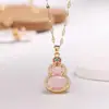 Colar com Pingente de Cabaça com Pedras Strass Rosa Design de Nicho Feminino Senso de Estilo Corrente para Clavícula 2024 Novidades Explosivas Corrente para o Pescoço