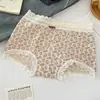 Pantaletas Florales Estilo Francés para Mujer, Tallas Grandes, Cintura Media, Entrepierna Extendida, Ajustadas a la Cadera, Encaje, Estilo Pastoral, Estilo Mori, Boxer