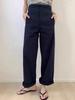 Calça social azul feminina estilo coreano, primavera e outono, novo design, cintura alta, transversal, justa, calça reta