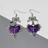 Nuevos Pendientes Góticos de Corazón Color Sangre Oscura con Lazo y Espina Colgante con Forma de Corazón Diseño Europeo y Americano