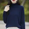 Estilo nuevo de principios de otoño 2026 transfronterizo, algodón puro, cuello alto, color liso, suéter holgado, camisa base elegante, top de punto
