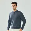 Suéter de lana pura para otoño e invierno, hilo Yangzi de 16 cabos finamente hilado, suéter de punto pullover cálido con media cremallera para hombre, transfronterizo