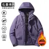 Explosões de Comércio Exterior Grafeno Quente e Confortável Roupas Rústicas Marca da Moda Capuz para Casais Corta-vento Impermeável Roupa de Montanhismo Jaqueta Acolchoada de Algodão