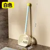 Pá de lixo para gatos de cabo longo transfronteiriça, colorida em blocos, espessa, de grande capacidade, pá com filtro de areia para limpeza de gatos