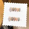 Qianfan Diamante Adornado Floral Tallado Cruz Alto Grado Hecho a Mano Portátil Pegatinas de Uñas Artísticas Uñas Postizas
