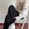 Pantalones negros de pierna ancha de nuevo estilo, pantalones casuales con forro polar para hombre, pantalones rectos holgados, talla grande, adecuados para otoño