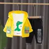 Nova Coleção Primavera 2026 Roupas Infantis Animal Bolsos Duplos Manga Longa Conjunto de Três Peças Estilo Coreano Conjunto Elegante de Manga Longa para Meninos e Meninas