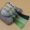 Abanico Xiangfei de 12 cm con Borla Verde, Abanico de Borla de Mariposa con Borlas Colgantes, Accesorio de Ropa Han de Estilo Antiguo, Sobre de Cheongsam de Estilo Étnico