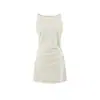 Estilo Celebridad Vestido Slim de Un Hombro con Cintura Plisada Verano Nuevo Deseo Puro Sencillo sin Mangas Color Sólido Falda Corta