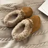 Pantuflas de Algodón Maillard con Lazo para Mujer, Uso en Exteriores, Otoño/Invierno 2026, Con Felpa, Cálidas, Suela Suave, de Poner, Pantuflas Cerradas Peludas