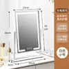 Espejo de maquillaje LED con luces para uso doméstico, espejo de escritorio para dormitorios de estudiantes, fuente de luz de tres colores, espejo de belleza giratorio de 360 grados