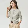 Cardigan de punto Campbell's 25% seda de morera 75% cachemira para mujer, cuello redondo, manga corta, conjunto superior