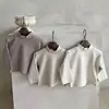 INS Otoño e Invierno Camiseta Básica Sencilla de Algodón para Bebé Unisex Color Sólido Cuello Semi-alto Manga Larga