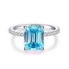 Anillo Cortado Flor de Hielo Plata S925 Zircón Tesoro Azul Diamante de Alto Carbono Europa y Estados Unidos Transfronterizo Agitar Voz en Vivo Explosiones Anillo Flor de Hielo