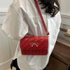 Bolsa Quadrada Pequena Feminina 2025 Nova Moda Laço Textivo Bolsa de Ombro Estilo Ocidental Doce Bonita Simples Bolsa Transversal