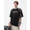 Camiseta de Manga Curta Estilo Motociclista Americano Masculina Verão Design de Costura em Cor Contrastante Camiseta de Manga Curta Oversized Manga Raglan Top