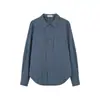 Camisa de manga larga a rayas retro estilo francés para mujer, nueva colección otoño 2026, corte holgado, tejido cepillado