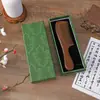 Caixa de Embalagem de Pente de Madeira com Tampa e Base Retangular, Caixa de Presente com Pingente de Franja para Carro, Caixa de Embalagem de Papel Floral Verde