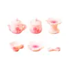 Serie de Tazas de Té con Flores de Cerezo Rosa Girly Resina Hecho a Mano Decoración DIY Adornos para Coche de Escritorio Regalos para Parejas