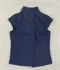 En Stock Transfronterizo Y2K Verano Rayas Doble Botonadura Cuello Alto Versátil Ajustado Simple Elegante Ropa Exterior Camisa Top