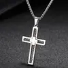 Collar con colgante religioso de acero inoxidable para hombre, estilo neutro, colgante de cruz de alambre de acero, disponible