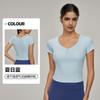Novo top esportivo casual feminino cintura justa emagrecimento fitness top sexy roupas de ioga manga curta com almofada no peito não correndo copo