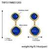Acero Inoxidable Corte Cuadrado Borde de Pan Piedra de Vidrio Colgante Pendientes Collar Pulsera Set de Joyería Chapado en Oro de 18K