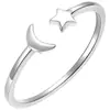 Anillo Fresco de Estrella y Luna para Mujer Lujo Ligero Sentido de Diseño de Nicho Estrella y Luna Apertura Enlace de Dedo Regalo del Día de San Valentín