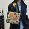 Bolsa de Lona para Llevar Lonchera, Bolso de Mamá, Bolsa para el Almuerzo para el Trabajo y Salidas, Bolso de Mano de Moda Bordado para Mujer