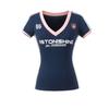 Bebê Futebol ~ Top de Manga Curta com Decote V Estilo Spice Girls Retrô de Verão 2025 Novo Camiseta Slimming com Estampa de Letras na Cintura