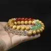 Pulsera de Sándalo de 8 mm con Doble Círculo Estilo Chino Cuentas Culturales Cuentas de Buda Adornos de Mano de Moda Rosario Regalos