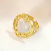 Venta Directa Transfronteriza Europea y Americana Anillo Abierto de Acero Inoxidable y Titanio Joyería Retro de Pegamento con Forma de Corazón Hueco de Amor de Gama Alta