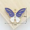 Acessórios de joias DIY cor de inseto doce borboleta grande liga gota de óleo pingente de colar delicado chaveiro