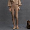 Leggings Femininos de Caxemira Listrados Verticais Cor Sólida Engrossados de Cintura Alta e Pernas Afuniladas Outono e Inverno Novo Estilo Casual Versátil Calças Térmicas Resistentes ao Frio