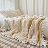 Manta Jacquard Cationica de Dos Tonos Terciopelo Nube, Manta Pequeña Fresca y Versátil para Sofá con Bolitas de Pelo Pequeñas, Manta para Siesta en la Oficina