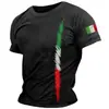 Camiseta Gráfica Simple de la Bandera Italiana Moda de Verano Manga Corta Cuello Redondo Camiseta con Impresión 3D Ropa Casual Callejera