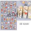 Nuevas pegatinas para uñas con relieve 5D transfronterizo, ideales para primavera y verano, con flores coloridas y hojas.