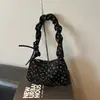 Bolso de axila plisado floral con lazo para mujer, versión coreana de alta estética, bolso de hombro casual versátil, bolso de mano elegante para mujer