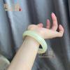 Pulsera de Jade Blanco Verde Hielo Natural para Mujer, Joyería de Tira Plana, Vestido de Agua Soleada, Tira Redonda, Pulsera de Jade Nicho al por Mayor