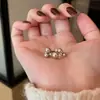 Anillo Abierto de Flor de Perla Incrustada con Circonita, Anillo para Dedo Índice Estilo Retro Francés de Lujo Ligero, Accesorio de Mano Elegante y Versátil para Mujeres, Diseño de Nicho