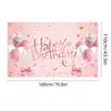 Novos adereços de decoração de aniversário transfronteiriços: Bandeiras decorativas de poliéster 100D, tecido para fundo de aniversário, faixas e dísticos personalizados