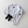 Traje de Sudadera Terry de Cuello Redondo con Bordado de Corazón Pequeño Estilo Coreano Ins de Dos Piezas Primavera y Otoño Nuevo Sudadera y Pantalón de Sudadera Color Puro